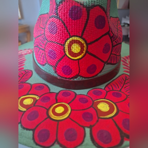 NEW! Hand painted detailed, vibrant, colorful flowers fedora hat - Picture 4 of 9